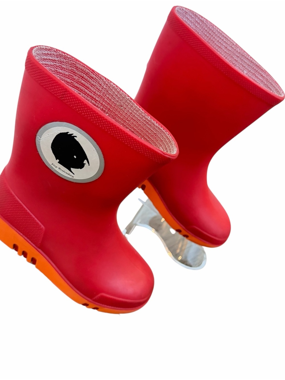 Fiep Westendorp Janneke Silhouette Logo Red Orange Kids Rainboots 7/8T EUR 24 - Picture 3 of 12